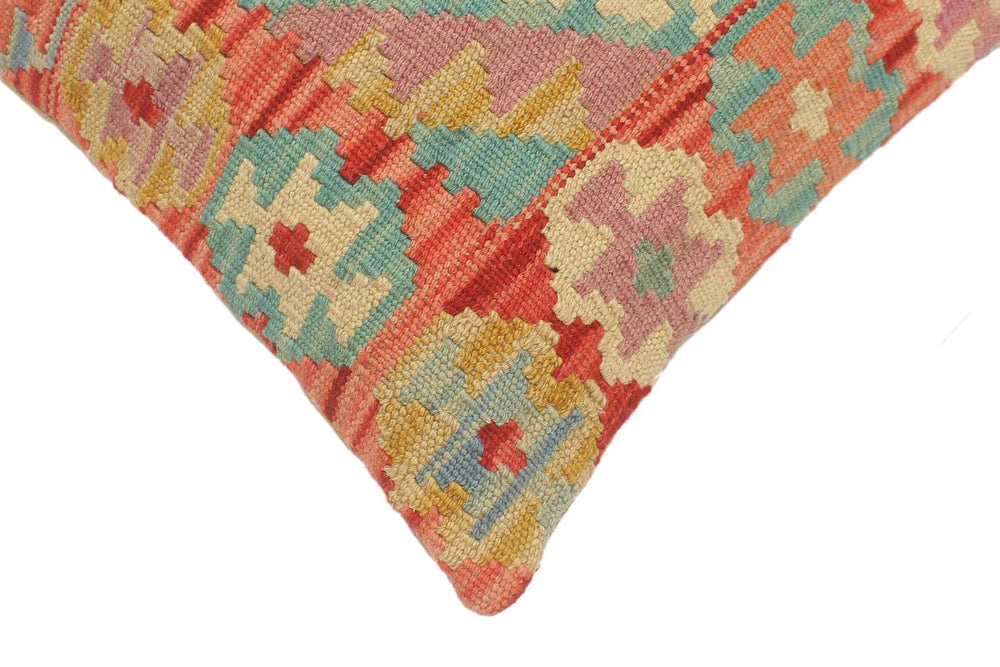 handmade Tribal Turkish Antique Blue Red Hand-Woven SQUARE 100% WOOL pillow