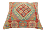 handmade Tribal Turkish Antique Blue Red Hand-Woven SQUARE 100% WOOL pillow