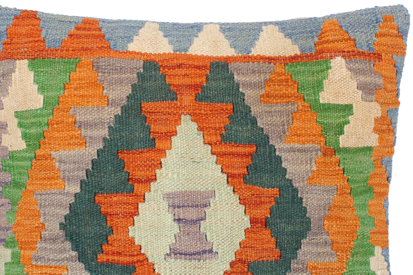 handmade Traditional Pillow Rust Blue Hand-Woven SQUARE 100% WOOL area rug