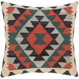 handmade Traditional Pillow Rust Blue Hand-Woven SQUARE 100% WOOL kilim throw pillow