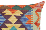 handmade Traditional Pillow Rust Blue Hand-Woven SQUARE 100% WOOL kilim throw pillow