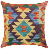 Boho Chic Turkish Mariette Hand Woven Kilim Throw Pillow