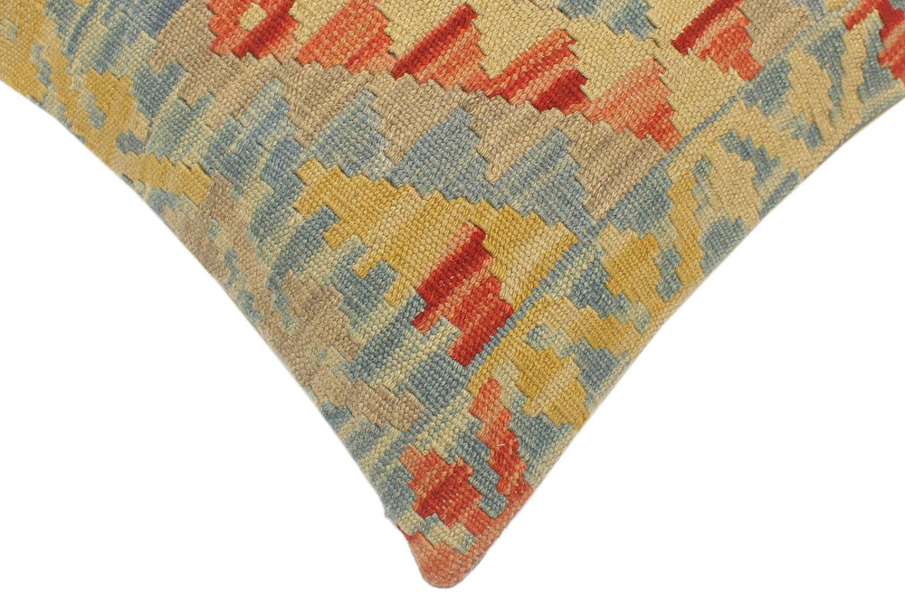 handmade Tribal Turkish Antique Rust Blue Hand-Woven SQUARE 100% WOOL pillow