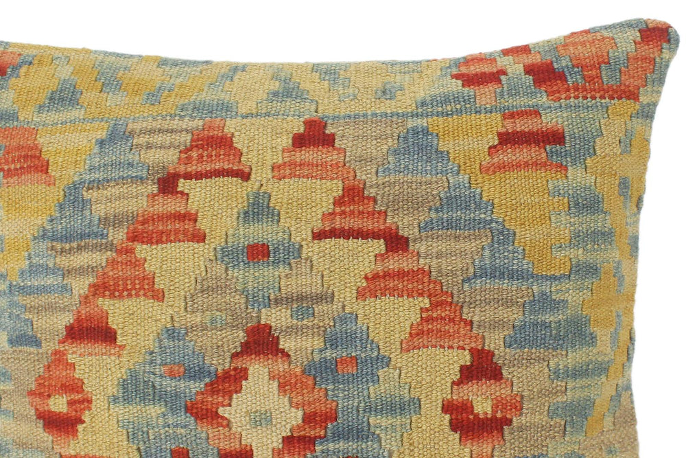 handmade Tribal Turkish Antique Rust Blue Hand-Woven SQUARE 100% WOOL pillow