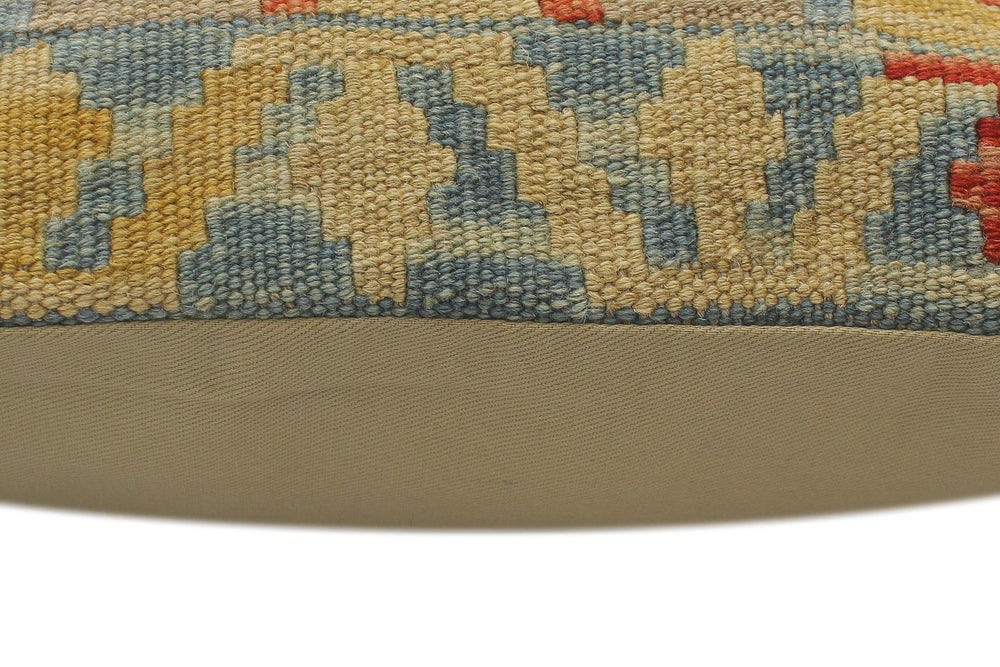 handmade Tribal Turkish Antique Rust Blue Hand-Woven SQUARE 100% WOOL pillow