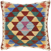 handmade Traditional Pillow Rust Blue Hand-Woven SQUARE 100% WOOL kilim throw pillow