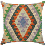 handmade Traditional Pillow Blue Rust Hand-Woven SQUARE 100% WOOL kilim throw pillow