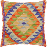 handmade Traditional Pillow Rust Blue Hand-Woven SQUARE 100% WOOL kilim throw pillow