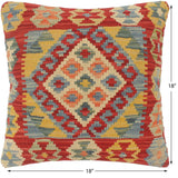 handmade Tribal Turkish Antique Red Blue Hand-Woven SQUARE 100% WOOL pillow