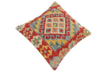 handmade Tribal Turkish Antique Red Blue Hand-Woven SQUARE 100% WOOL pillow