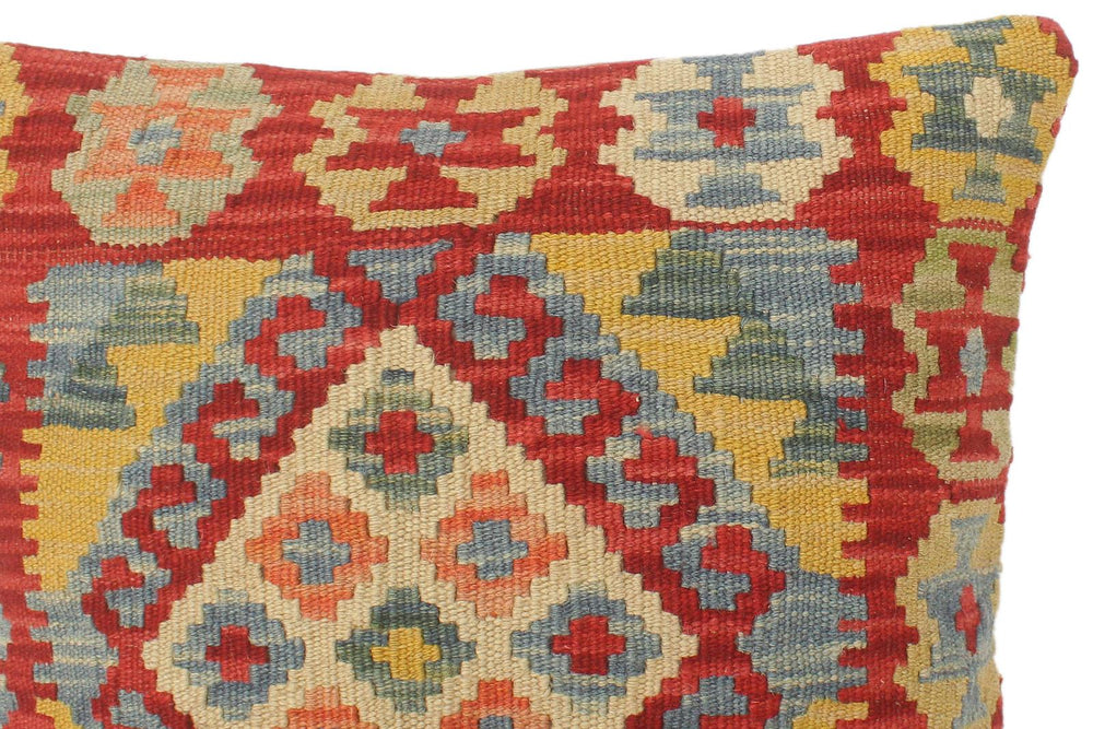 handmade Tribal Turkish Antique Red Blue Hand-Woven SQUARE 100% WOOL pillow