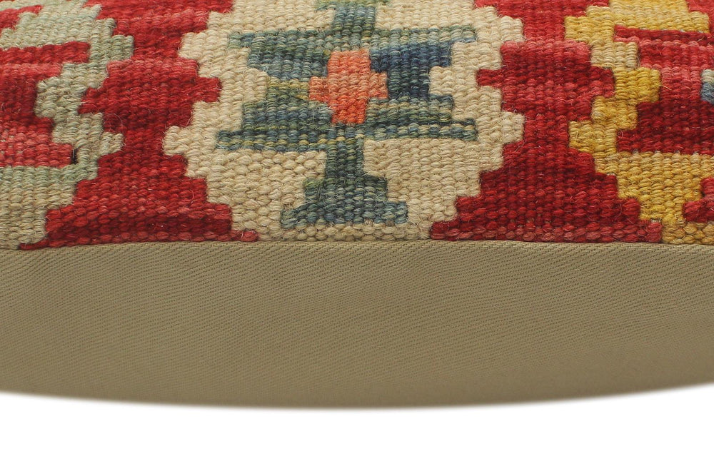 handmade Tribal Turkish Antique Red Blue Hand-Woven SQUARE 100% WOOL pillow