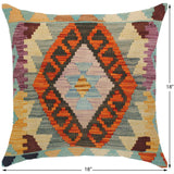 handmade Traditional Pillow Rust Blue Hand-Woven SQUARE 100% WOOL kilim throw pillow
