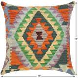 handmade Traditional Pillow Blue Rust Hand-Woven SQUARE 100% WOOL kilim throw pillow
