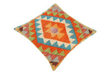 handmade Traditional Pillow Rust Teal Hand-Woven SQUARE 100% WOOL kilim throw pillow