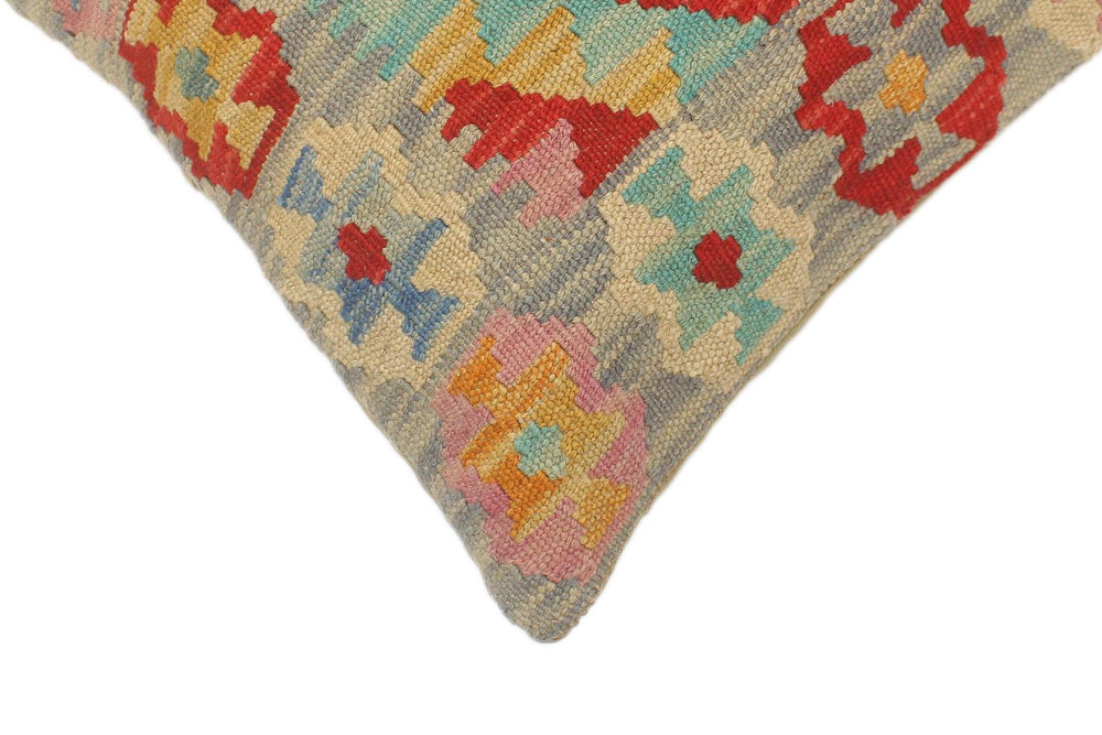 handmade Tribal Turkish Antique Blue Red Hand-Woven SQUARE 100% WOOL pillow