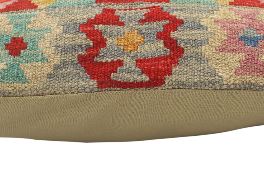 handmade Tribal Turkish Antique Blue Red Hand-Woven SQUARE 100% WOOL pillow