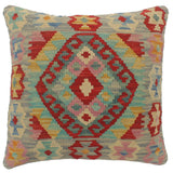 handmade Tribal Turkish Antique Blue Red Hand-Woven SQUARE 100% WOOL pillow
