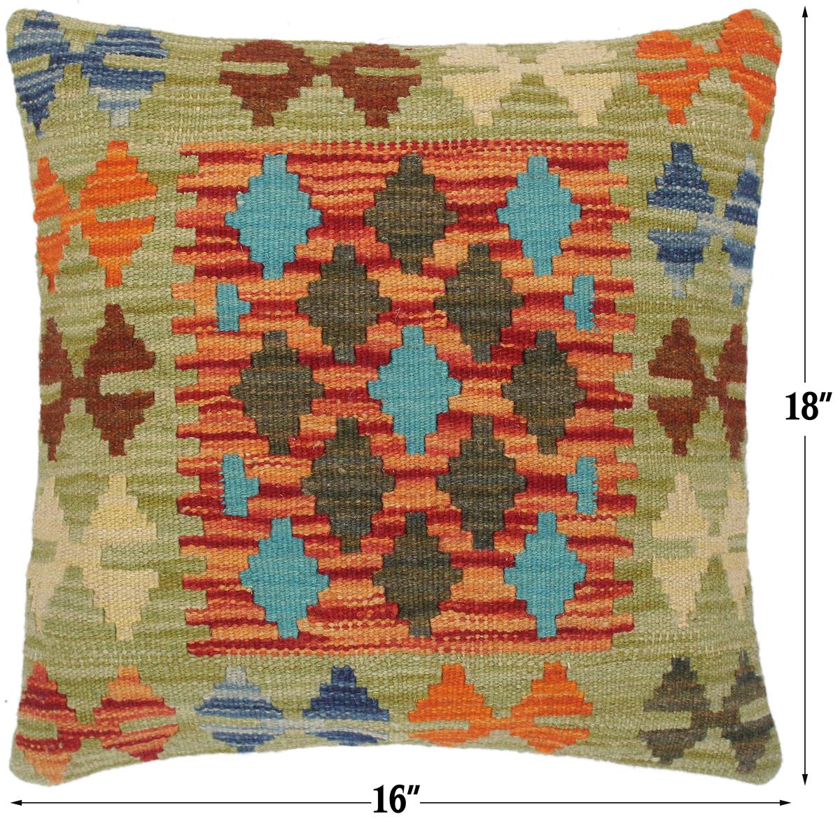 handmade Traditional Pillow Rust Red Hand-Woven SQUARE 100% WOOL kilim throw pillow