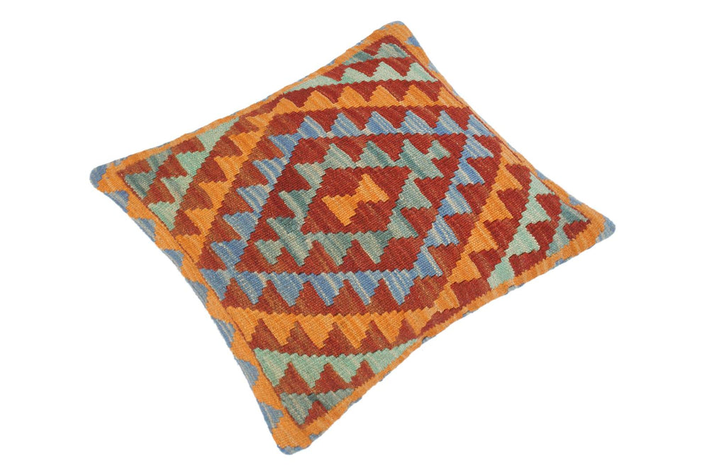 handmade Traditional Pillow Orange Brown Hand-Woven SQUARE 100% WOOL kilim throw pillow