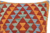 handmade Traditional Pillow Orange Brown Hand-Woven SQUARE 100% WOOL kilim throw pillow