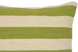 handmade Modern Pillow Beige Green Hand-Woven SQUARE 100% WOOL kilim throw pillow