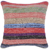 handmade Modern Pillow Blue Red Hand-Woven SQUARE 100% WOOL kilim throw pillow