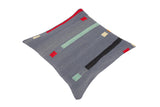 handmade Modern Pillow Blue Red Hand-Woven SQUARE 100% WOOL kilim throw pillow