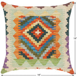 handmade Traditional Pillow Rust Blue Hand-Woven SQUARE 100% WOOL kilim throw pillow