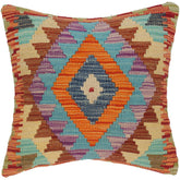 handmade Traditional Pillow Rust Blue Hand-Woven SQUARE 100% WOOL area rug