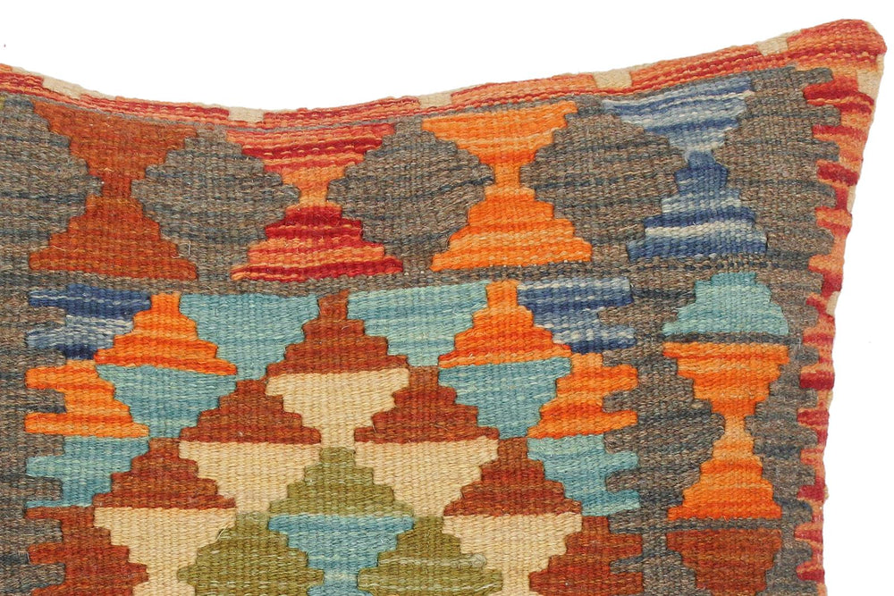 handmade Traditional Pillow Blue Gray Hand-Woven SQUARE 100% WOOL kilim throw pillow