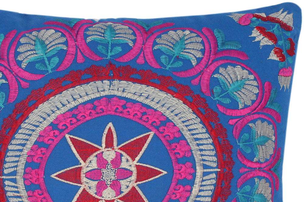 handmade Turkish Throw Pillow Blue Gray SQUARE cotton throw pillow