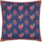handmade Turkish Throw Pillow Blue Orange SQUARE handmade Silk Throw Pillow