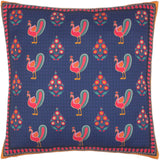 handmade Turkish Throw Pillow Blue Orange SQUARE handmade Silk Throw Pillow