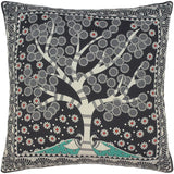 handmade Traditional Pillow Black Beige SQUARE handmade Silk Throw Pillow