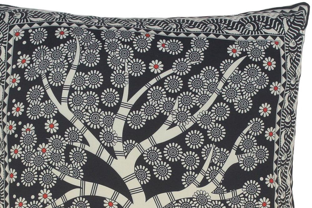 handmade Traditional Pillow Black Beige SQUARE handmade Silk Throw Pillow