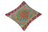 handmade Traditional Pillow Red Blue Hand-Woven SQUARE 100% WOOL kilim throw pillow