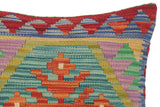 handmade Traditional Pillow Red Blue Hand-Woven SQUARE 100% WOOL kilim throw pillow