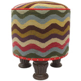 Boho Chic Rice Handmade Kilim Upholstered Foot Stool