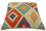 handmade Tribal Turkish Antique Beige Blue Hand-Woven SQUARE 100% WOOL pillow