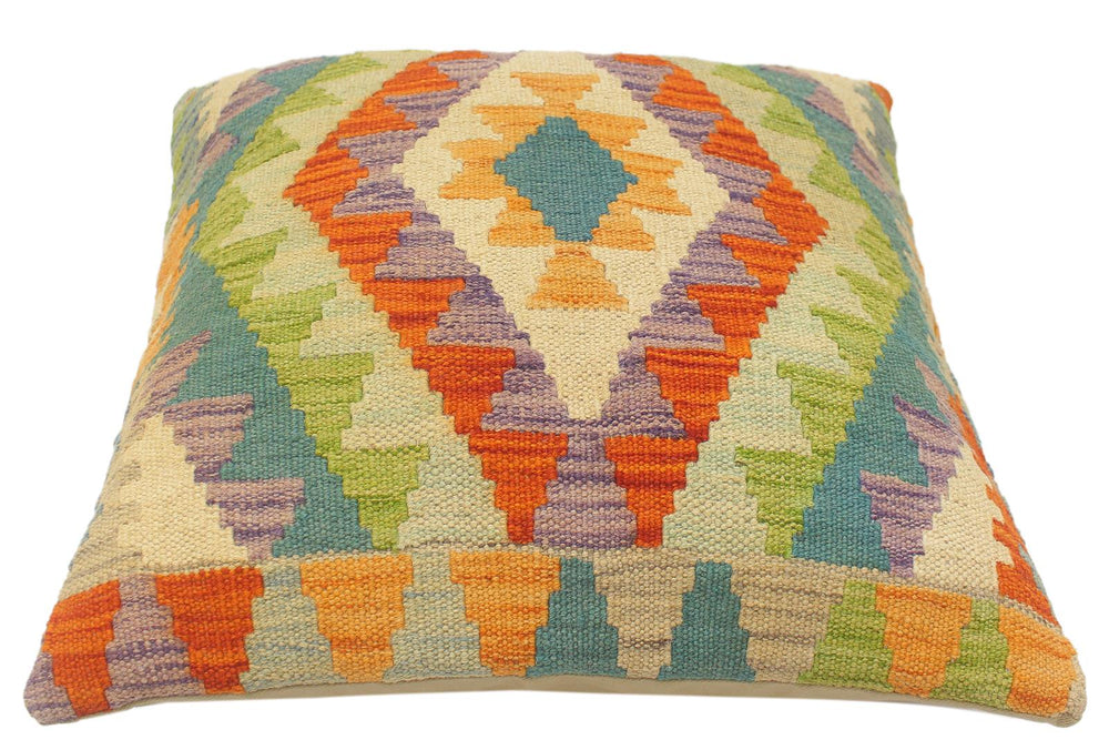 handmade Tribal Turkish Antique Rust Blue Hand-Woven SQUARE 100% WOOL pillow