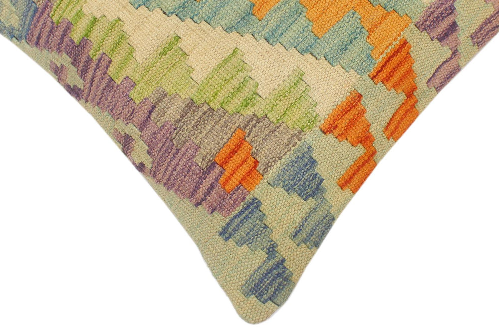 handmade Tribal Turkish Antique Rust Blue Hand-Woven SQUARE 100% WOOL pillow