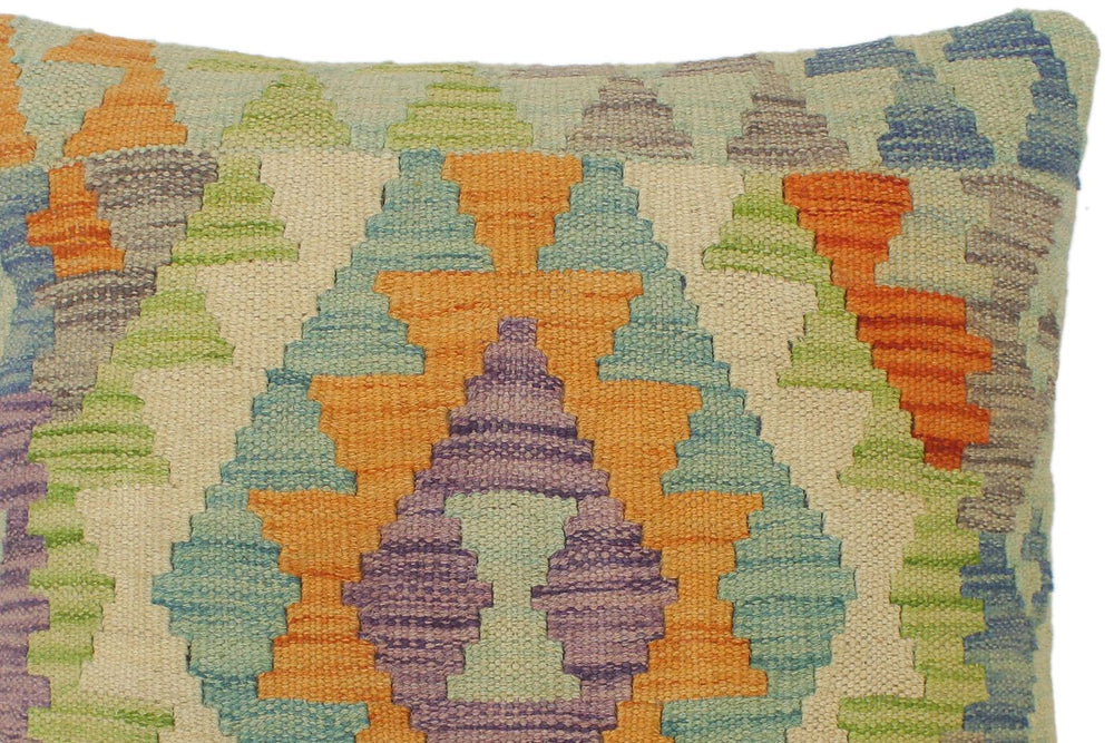 handmade Tribal Turkish Antique Rust Blue Hand-Woven SQUARE 100% WOOL pillow