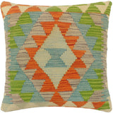 handmade Tribal Turkish Antique Rust Blue Hand-Woven SQUARE 100% WOOL pillow