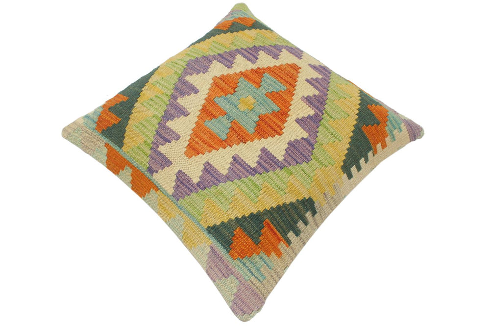 handmade Tribal Turkish Antique Rust Beige Hand-Woven SQUARE 100% WOOL pillow