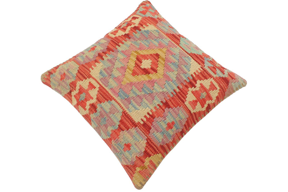 handmade Tribal Turkish Antique Red Blue Hand-Woven SQUARE 100% WOOL pillow