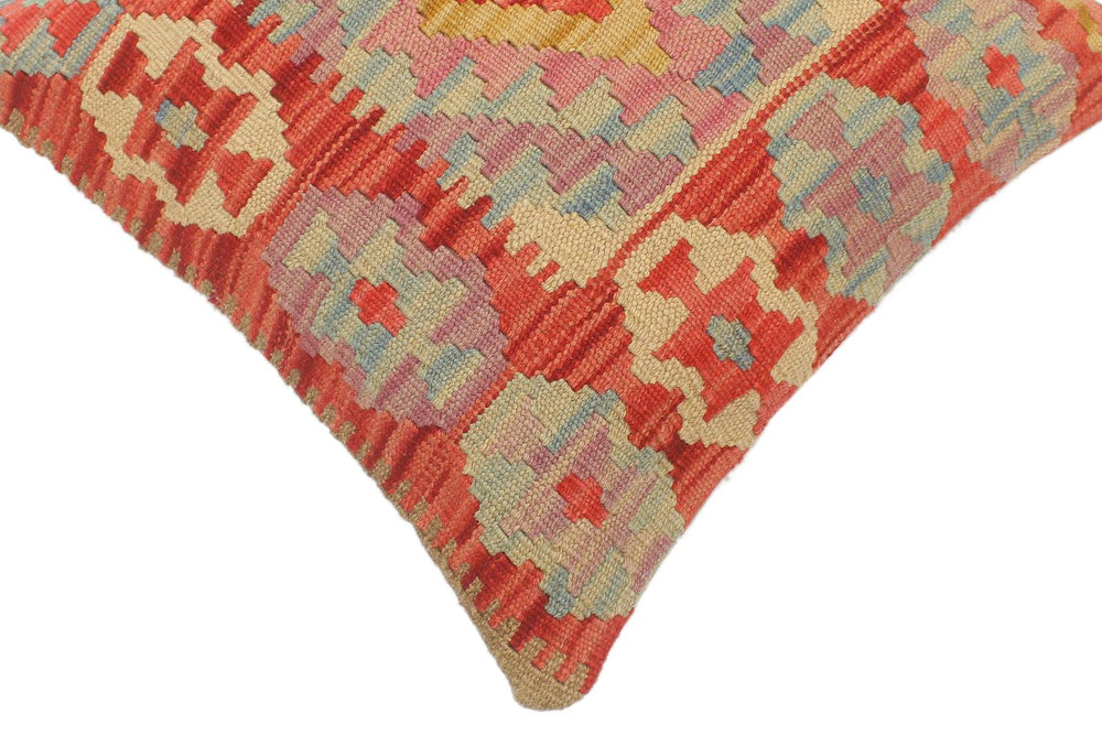 handmade Tribal Turkish Antique Red Blue Hand-Woven SQUARE 100% WOOL pillow