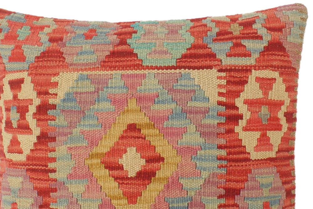 handmade Tribal Turkish Antique Red Blue Hand-Woven SQUARE 100% WOOL pillow