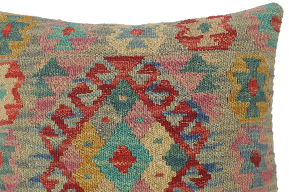 handmade Tribal Turkish Antique Red Blue Hand-Woven SQUARE 100% WOOL pillow