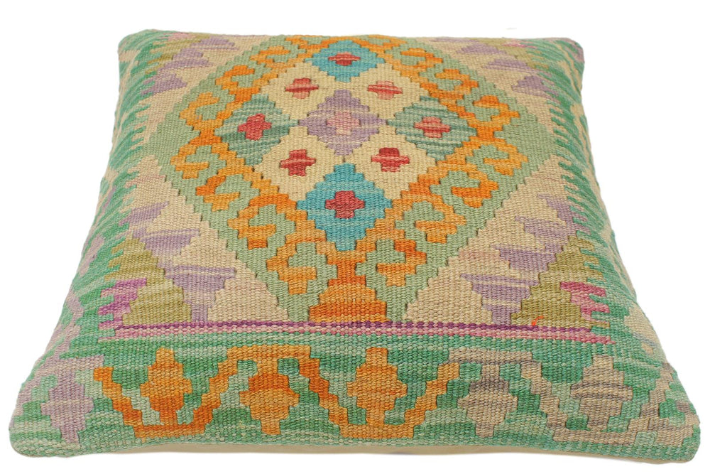 handmade Tribal Turkish Antique Green Rust Hand-Woven SQUARE 100% WOOL pillow